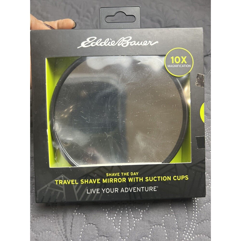 Eddie Bauer Travel Shave Magnifying Mirror 10X w/Suction Shower Beauty Compact